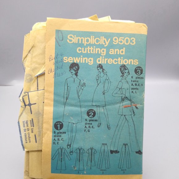 Vintage Sewing PATTERN Simplicity 9503, Misses 1971 Dress or Tunic with Three - Picture 1 of 1